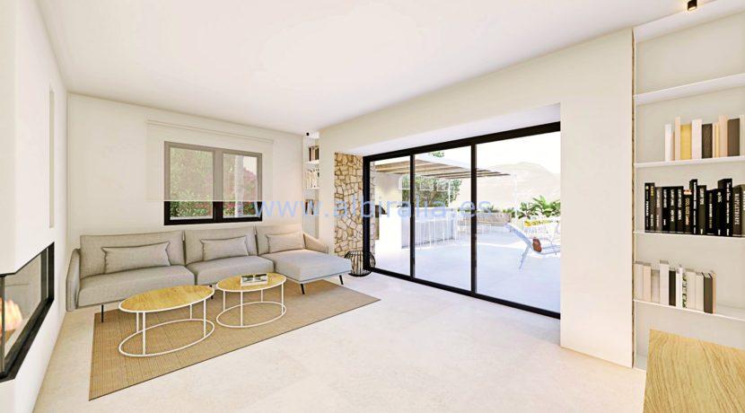 Long term rent villa Albir acces to the garden from the living